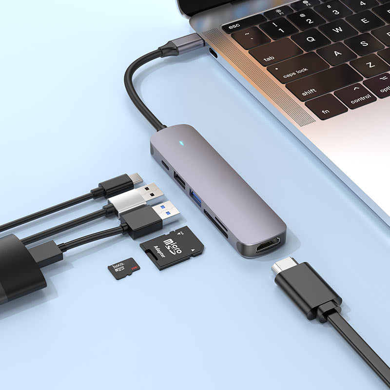 Adaptateur hub USB-C 6 en 1 (USB-C vers USB-C + USB-A 3.0 + SD + TF + HDMI) Adaptateur hub USB-C 6 en 1 (USB-C vers USB-C + USB-A 3.0 + SD + TF + HDMI)
